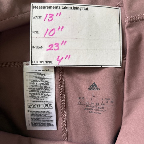 Adidas Aeroready Tight Fit Super Soft Leggings Dusty Pink Women's Size Large - Picture 7 of 7